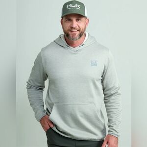 Huk Huk'd Up Performance Fleece Hoodie Men's Sweatshirt, Grey, XL